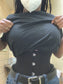 Curvaceous Extended Length Black Cotton Corset