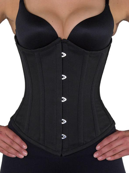 Curvaceous Extended Length Black Cotton Corset